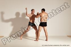 Underwear Fighting Man - Man White Moving poses Muscular Short Brown Dynamic poses Academic